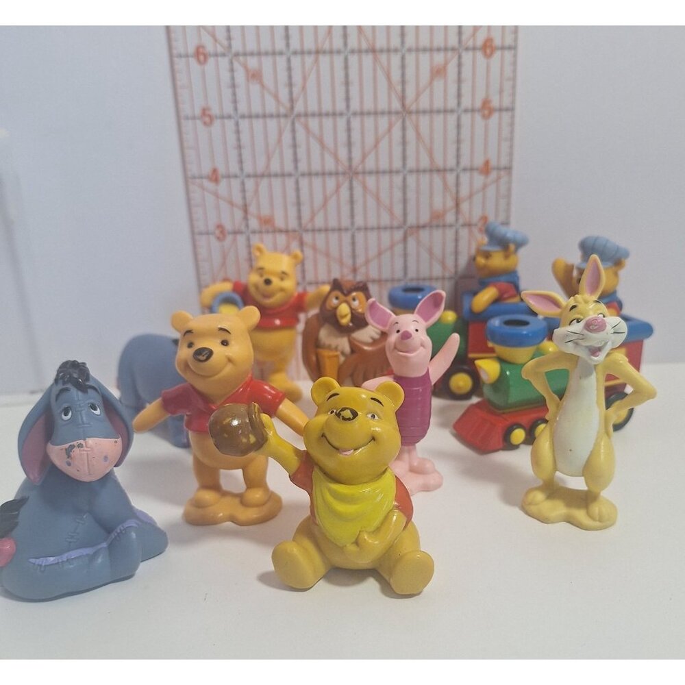 Winnie The Pooh Friends PVC 10 Figure Lot Disney Owl Eeyore Trains Rabbit Piglet - Picture 2 of 12